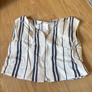 White and blue striped sleeveless top